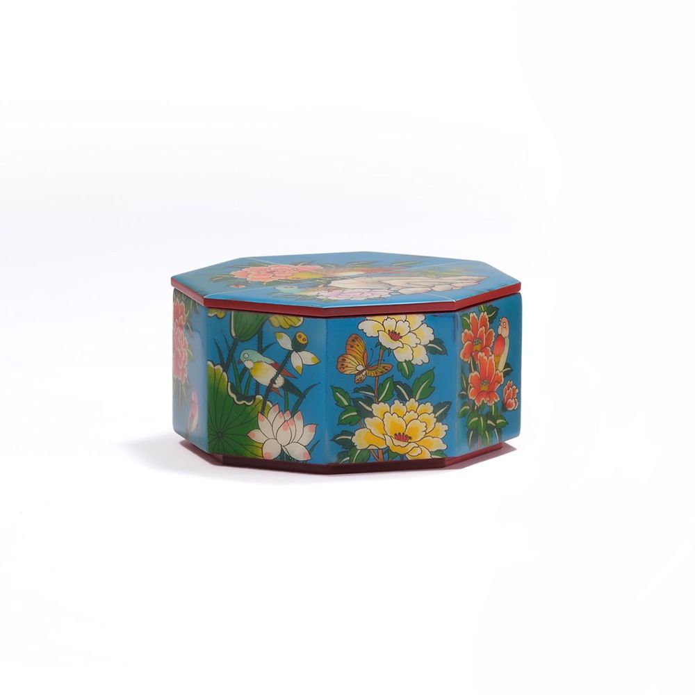 Objets design - Boîte Hwagak octogonale avec peintures fleurs et oiseaux (haute) - KOREA HERITAGE AGENCY(KHA)