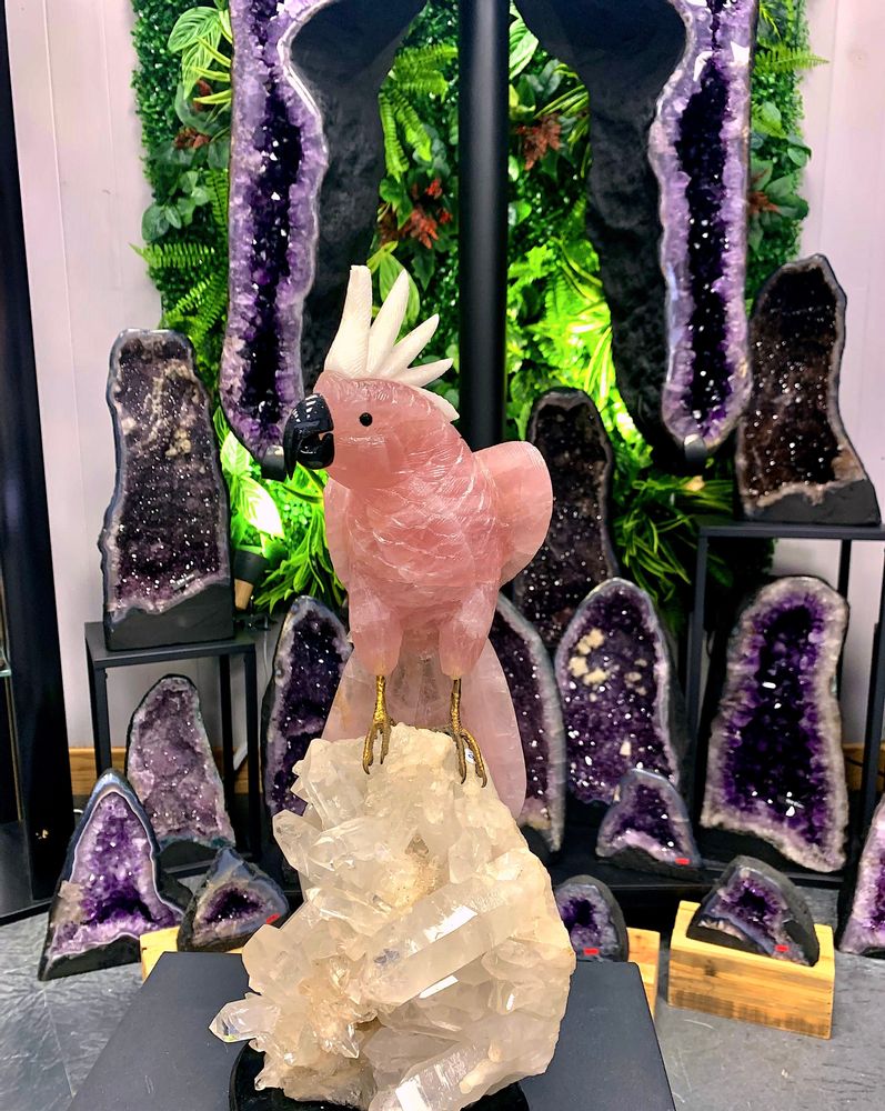Objets design - Le cacatoès sculpté : Objet d'art et déco (pièce unique fait main) - LAVENTURINE GALLERY