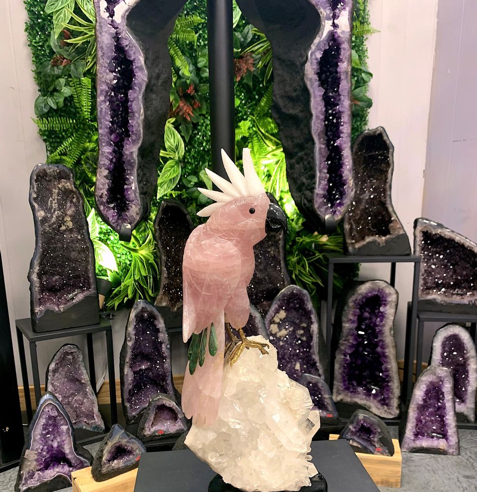 Objets design - Le cacatoès sculpté : Objet d'art et déco (pièce unique fait main) - LAVENTURINE GALLERY