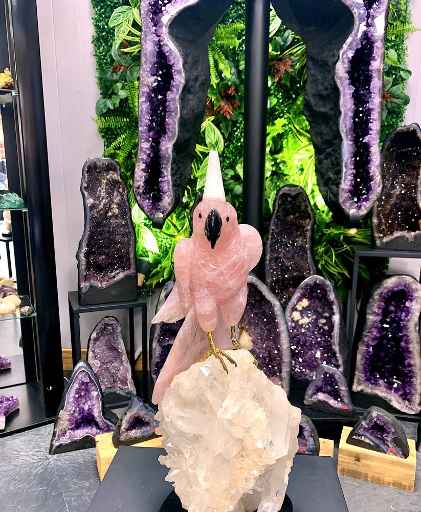 Objets design - Le cacatoès sculpté : Objet d'art et déco (pièce unique fait main) - LAVENTURINE GALLERY