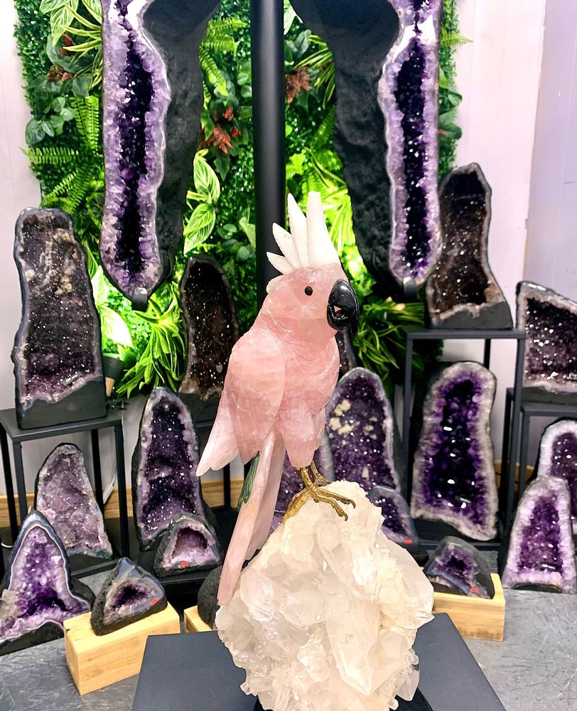Objets design - Le cacatoès sculpté : Objet d'art et déco (pièce unique fait main) - LAVENTURINE GALLERY