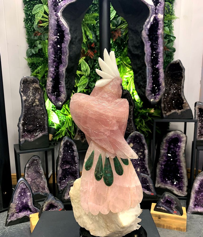 Objets design - Le cacatoès sculpté : Objet d'art et déco (pièce unique fait main) - LAVENTURINE GALLERY