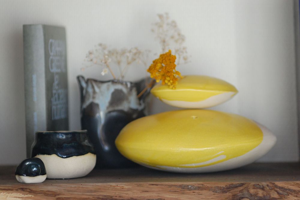 Objets de décoration - Coffre-fort à messages - COCON "Djaune tonic" - MOMENT CÉRAMIQUE