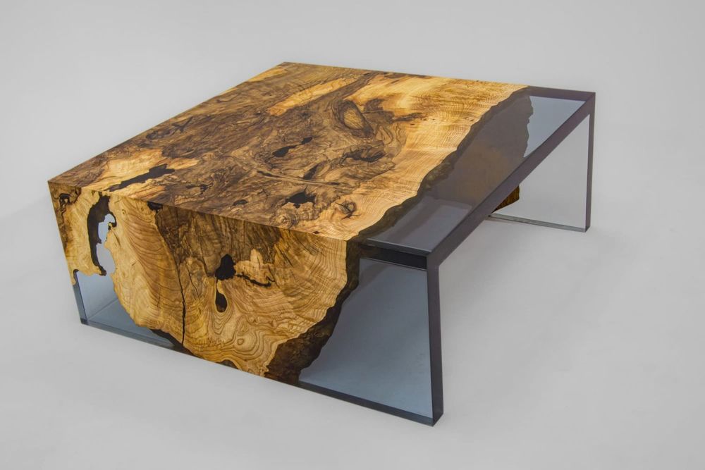 Tables basses - Table basse en résine époxy Waterfall - Table basse en bois personnali - TINELLA WOOD