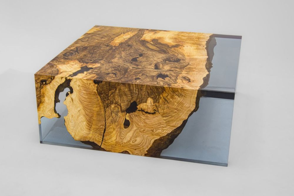 Tables basses - Table basse en résine époxy Waterfall - Table basse en bois personnali - TINELLA WOOD