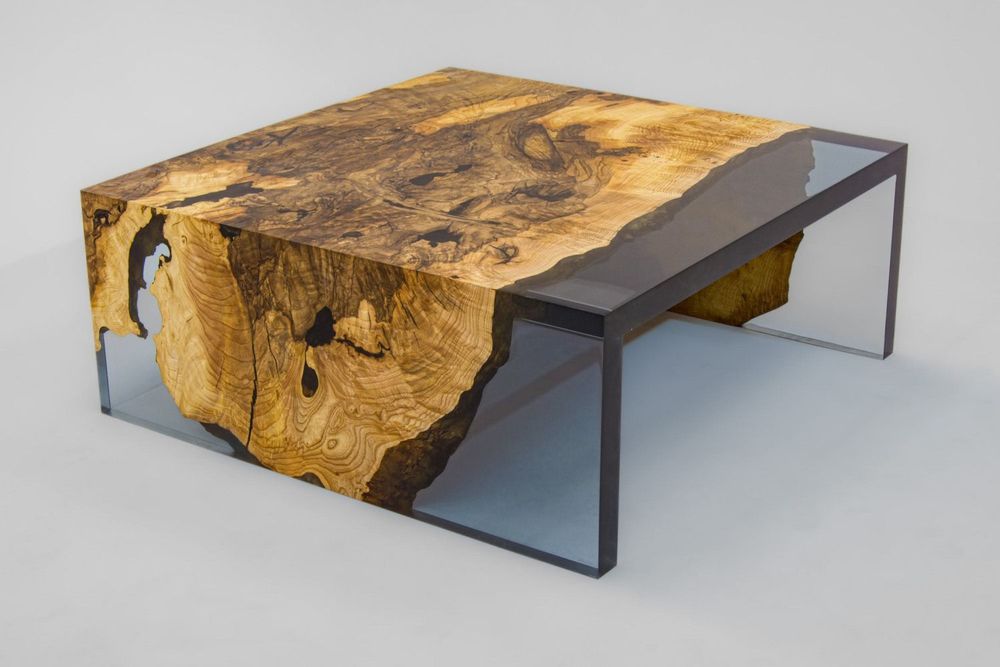 Tables basses - Table basse en résine époxy Waterfall - Table basse en bois personnali - TINELLA WOOD