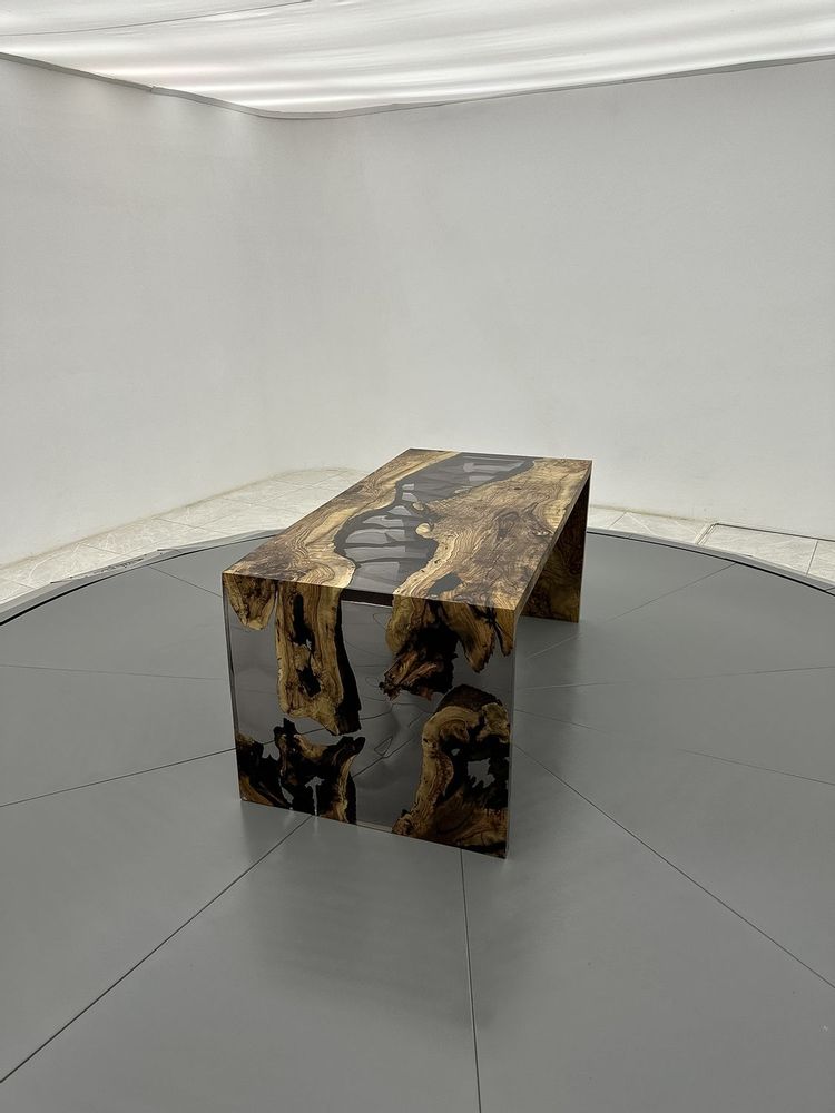 Meubles de cuisines - Table de salle à manger en résine époxy en forme de U Waterfall - Tabl - TINELLA WOOD