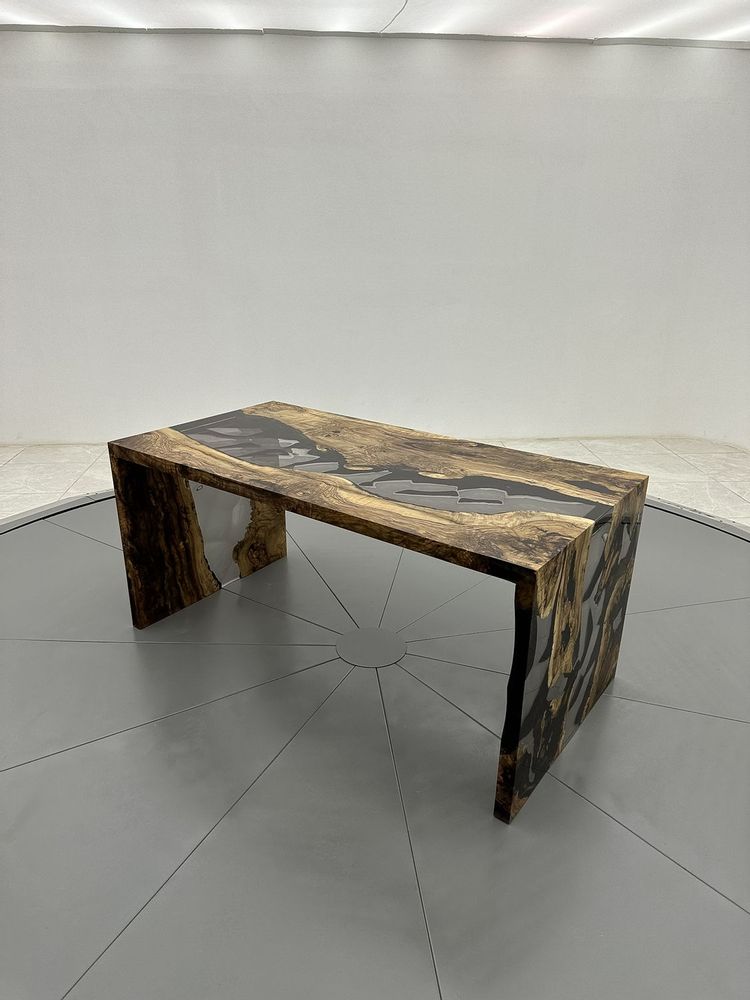 Meubles de cuisines - Table de salle à manger en résine époxy en forme de U Waterfall - Tabl - TINELLA WOOD