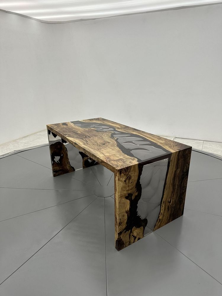 Meubles de cuisines - Table de salle à manger en résine époxy en forme de U Waterfall - Tabl - TINELLA WOOD