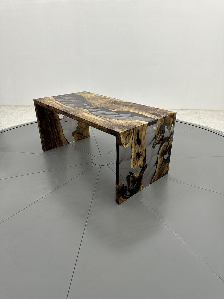Meubles de cuisines - Table de salle à manger en résine époxy en forme de U Waterfall - Tabl - TINELLA WOOD