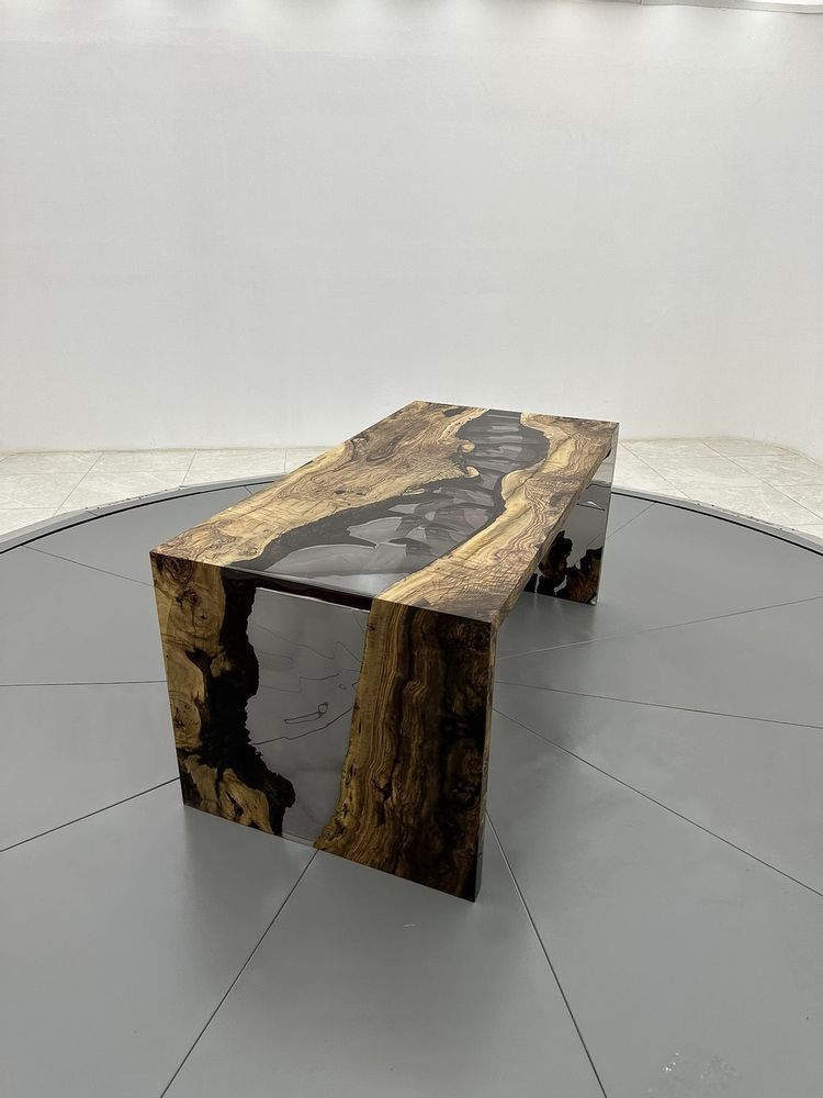 Meubles de cuisines - Table de salle à manger en résine époxy en forme de U Waterfall - Tabl - TINELLA WOOD