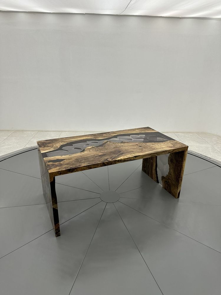 Meubles de cuisines - Table de salle à manger en résine époxy en forme de U Waterfall - Tabl - TINELLA WOOD