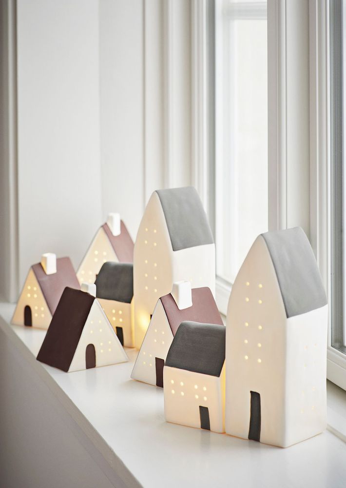 Autres décorations de Noël - Maisons en porcelaine avec éclairage LED - MADAM STOLTZ