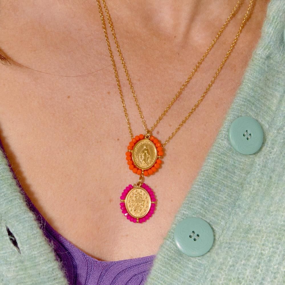 Bijoux - Collier médaille Santa Maria - 24 couleurs disponibles - PALAS