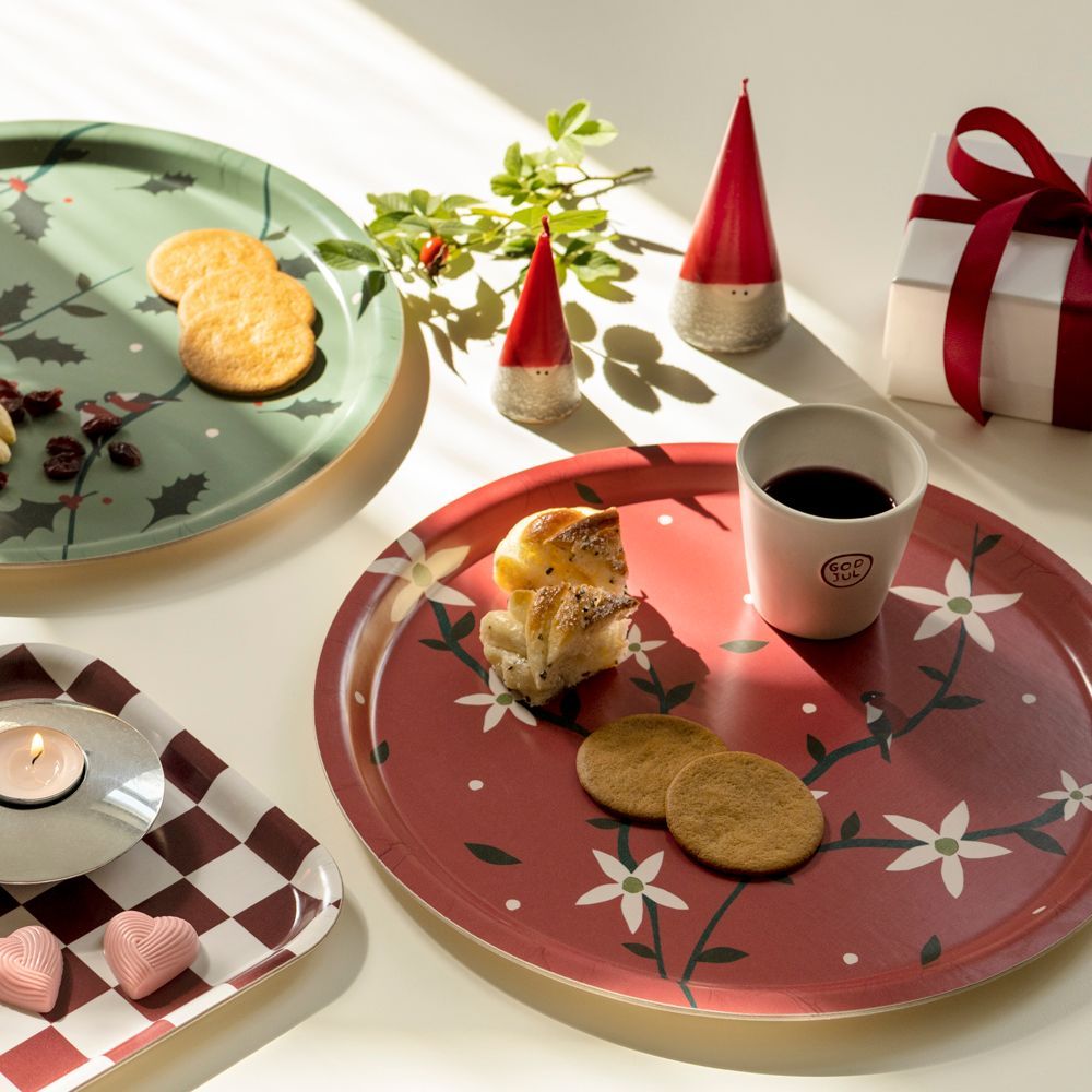 Platter and bowls - Holiday Flowers Round Serving Tray - 31cm - BLU KAT