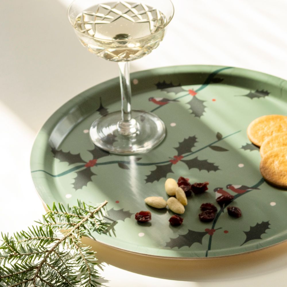 Plats et saladiers - Plateau de service rond Holiday Branches, 31 cm. - BLU KAT