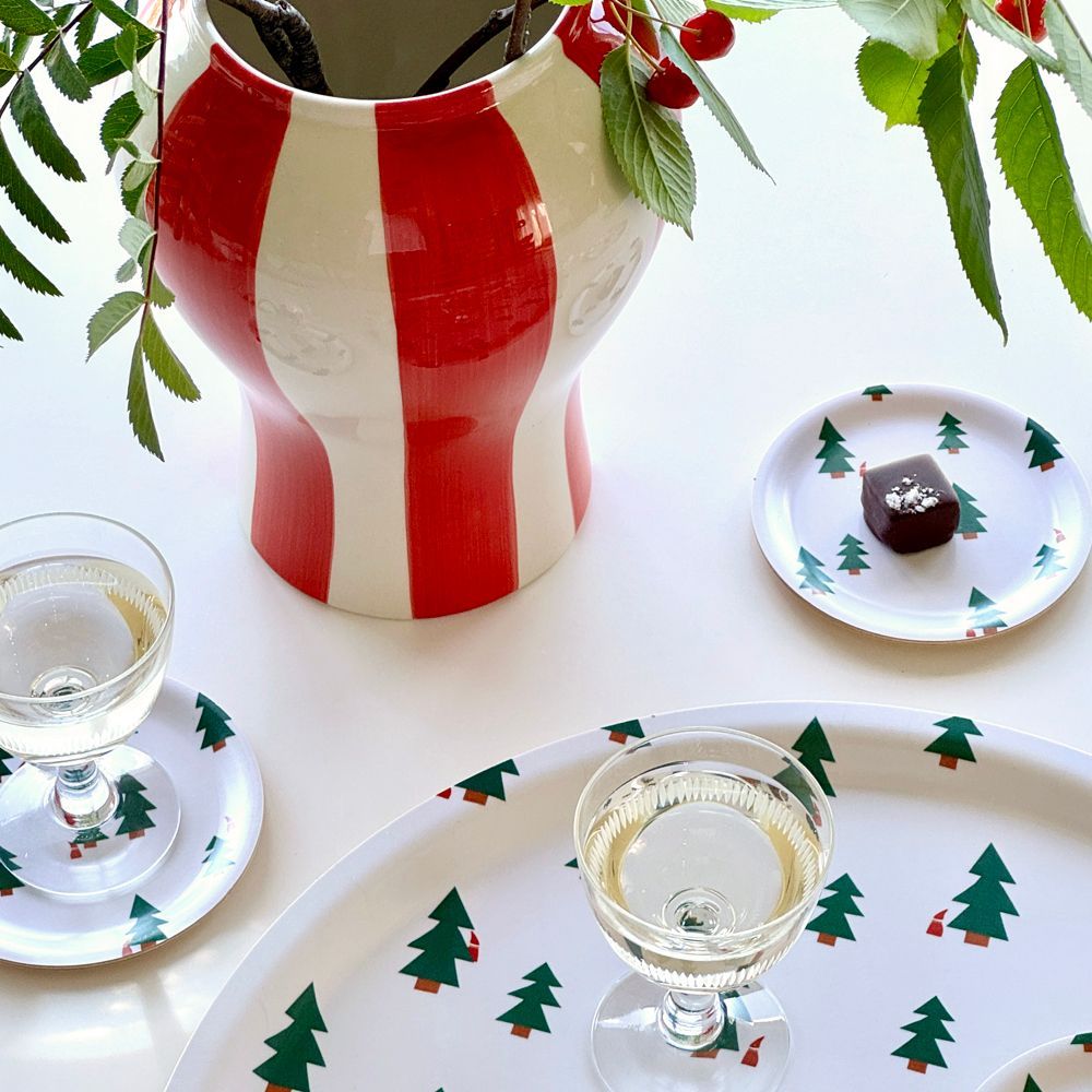 Platter and bowls - Set of 4 CHRISTMAS FOREST coasters, 11 cm. - BLU KAT