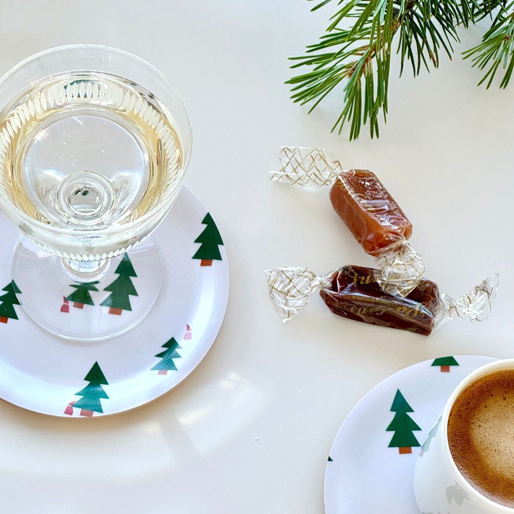 Platter and bowls - Set of 4 CHRISTMAS FOREST coasters, 11 cm. - BLU KAT