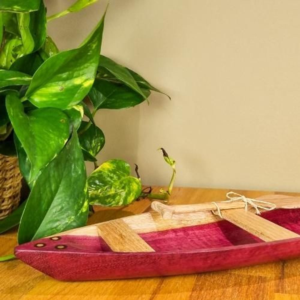 Design objects - Indigenous Wooden Canoe w. Paddle 25 or 35cm - Ethnicity Baré - Amazon - ARUH ART & DECOR