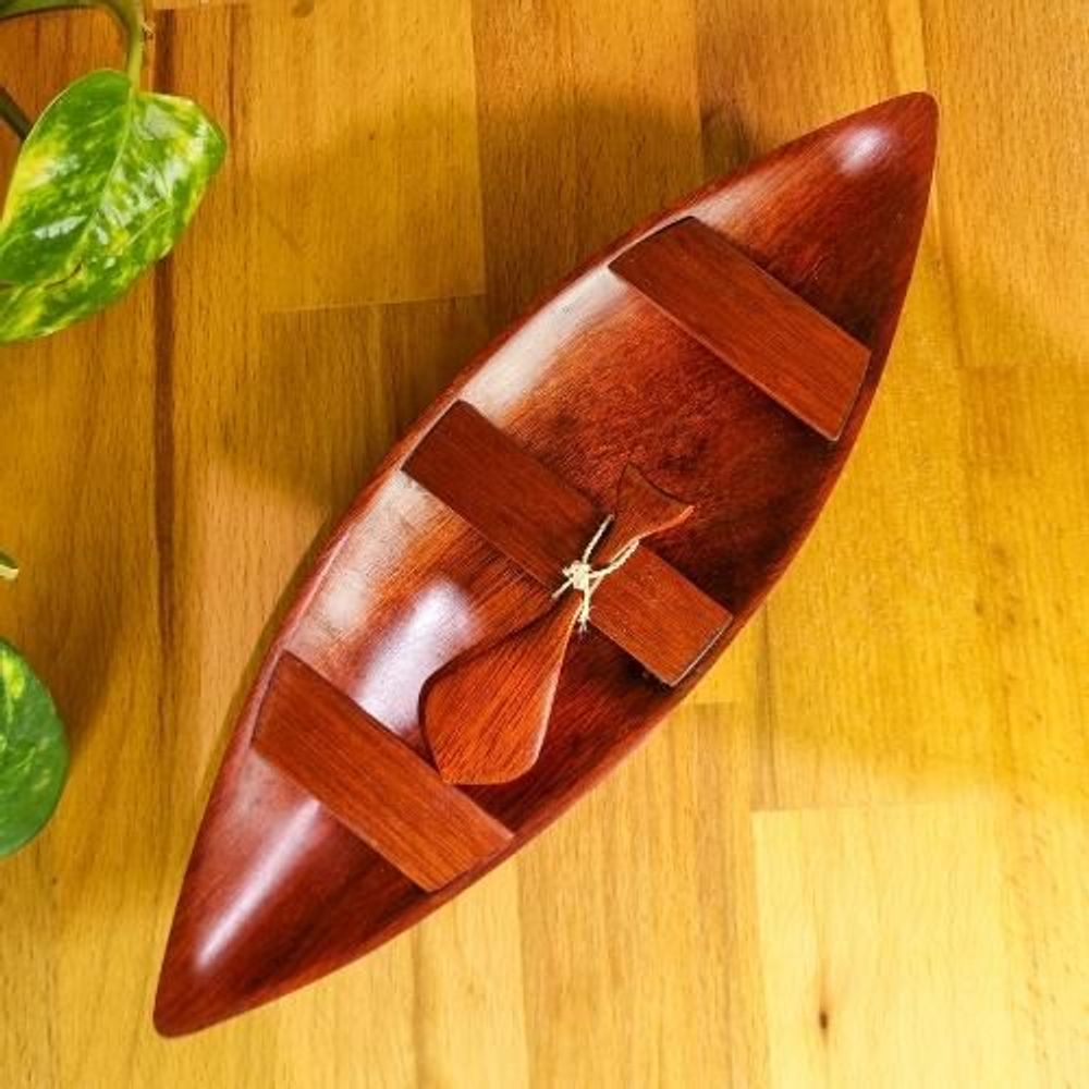 Design objects - Indigenous Wooden Canoe w. Paddle 25 or 35cm - Ethnicity Baré - Amazon - ARUH ART & DECOR