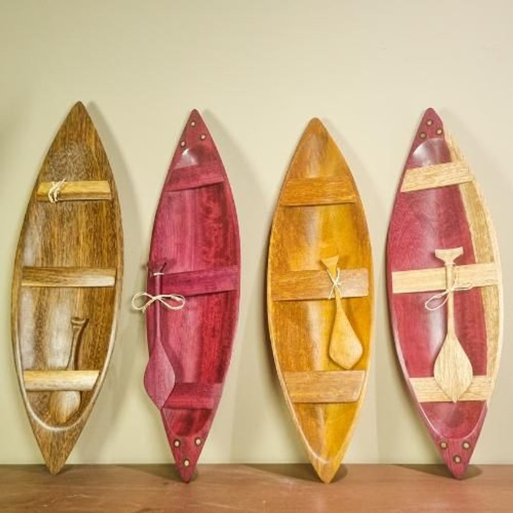 Design objects - Indigenous Wooden Canoe w. Paddle 25 or 35cm - Ethnicity Baré - Amazon - ARUH ART & DECOR