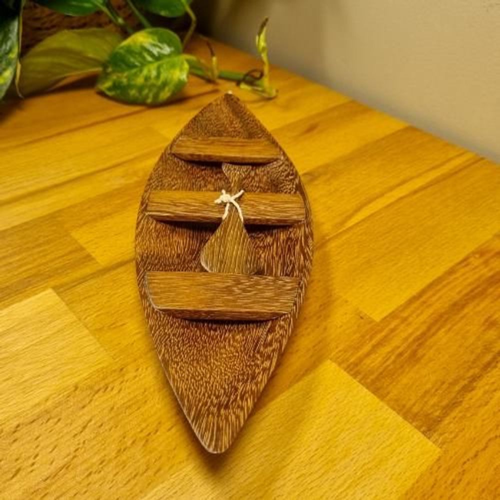 Design objects - Indigenous Wooden Canoe w. Paddle 25 or 35cm - Ethnicity Baré - Amazon - ARUH ART & DECOR
