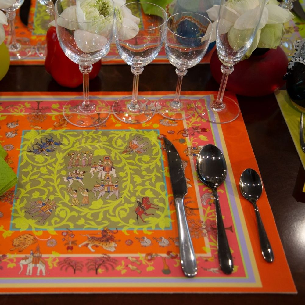 Placemats - Place Mats - Thai Traditional Orange - PICHITA X TEEMA  RUCKSAJIT