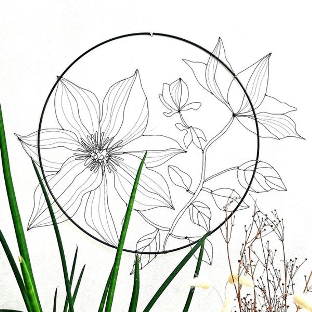 Paintings - WALL DECORATION - CLEMATIS 40 CM - O'FIL DES RÊVERIES DE NANA