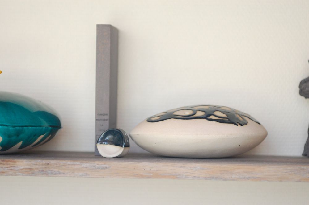 Objets design - Coffre-fort à messages - COCON "Heure bleue" - Grès - MOMENT CÉRAMIQUE