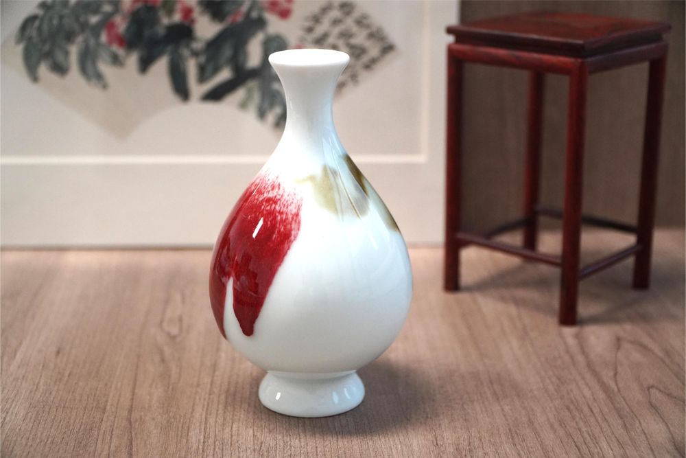 Vases - Round porcelain vase in the shape of a crimson petal - THE ZHAI