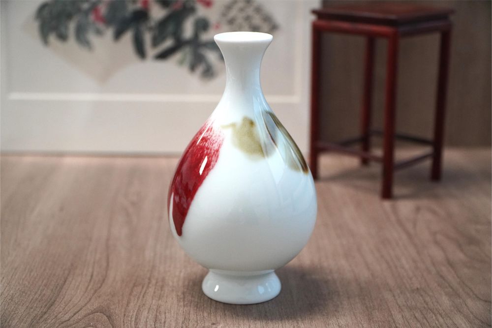 Vases - Round porcelain vase in the shape of a crimson petal - THE ZHAI