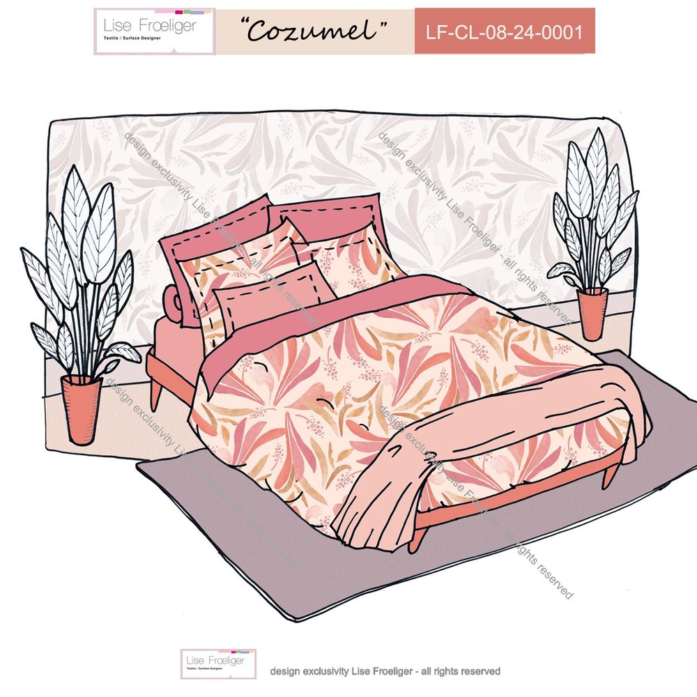 Design textile et surface - \ \ » Cozumel \ \ » Motif textile - LISE FROELIGER DESIGNER