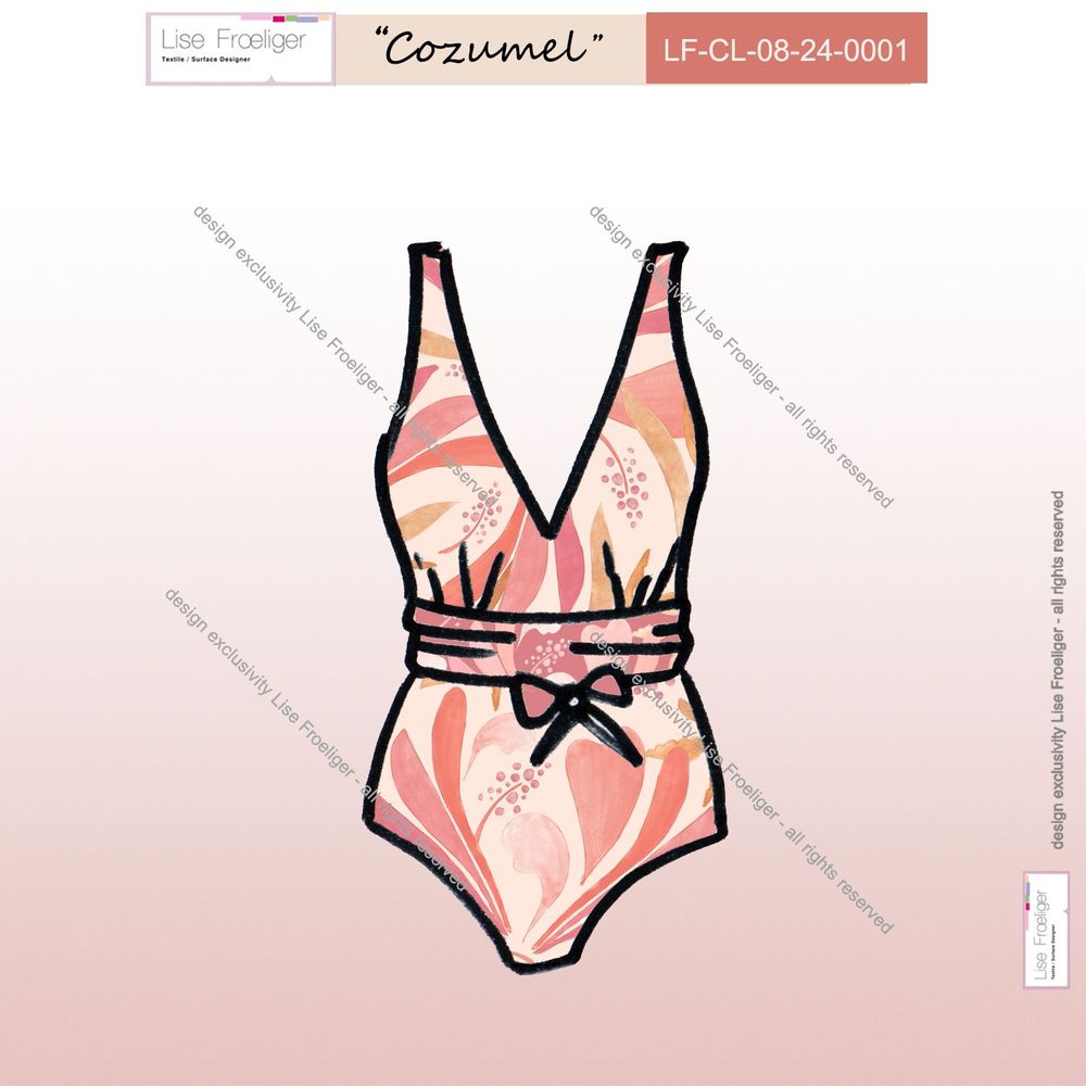 Design textile et surface - \ \ » Cozumel \ \ » Motif textile - LISE FROELIGER DESIGNER
