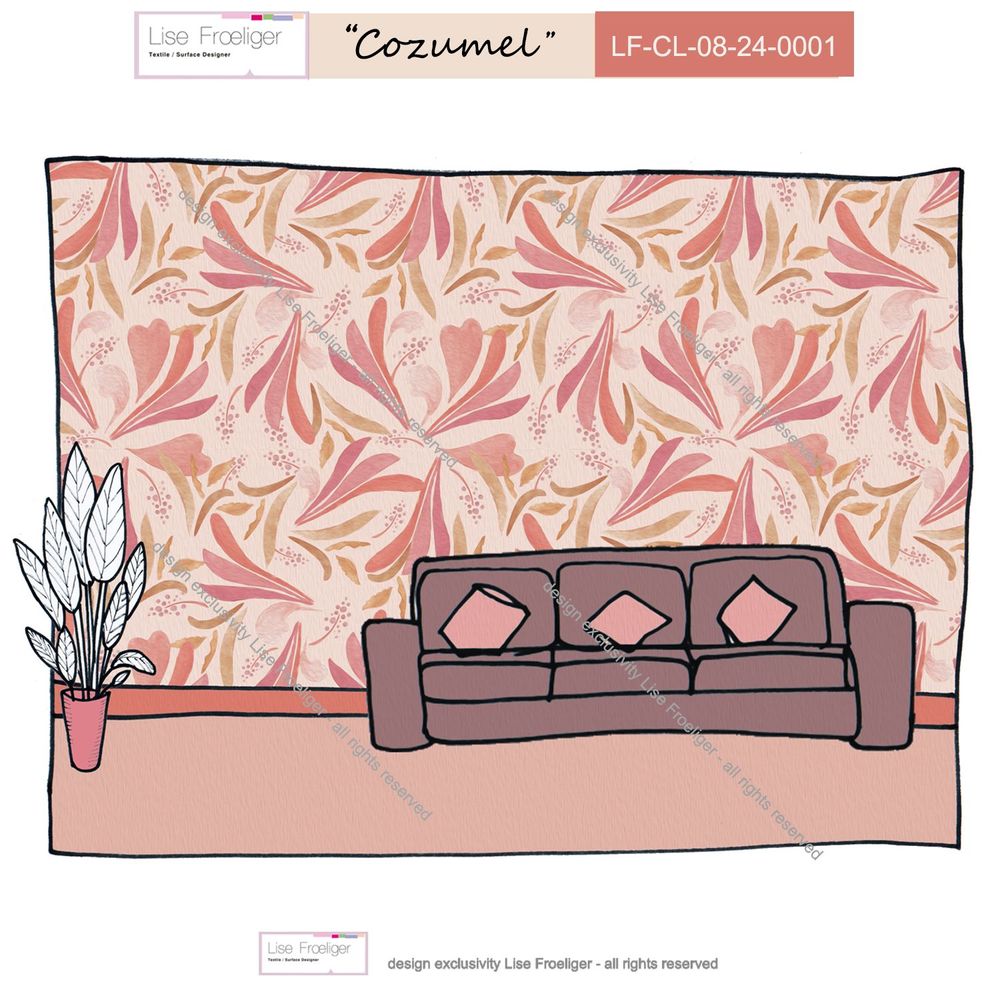 Design textile et surface - \ \ » Cozumel \ \ » Motif textile - LISE FROELIGER DESIGNER