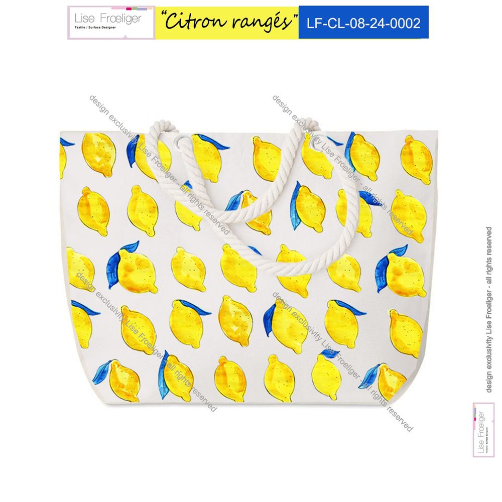 Design textile et surface - \ » Motif textile « Citrons rangés - LISE FROELIGER DESIGNER