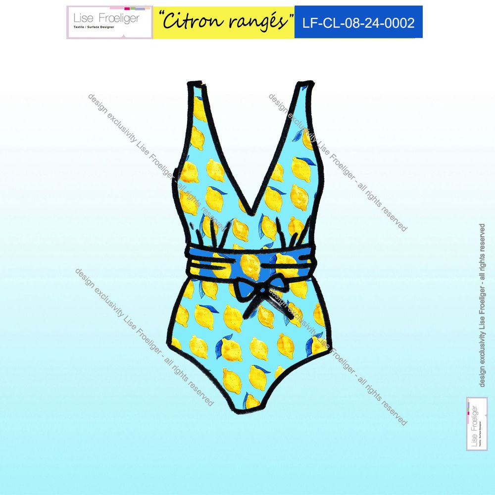 Design textile et surface - \ » Motif textile « Citrons rangés - LISE FROELIGER DESIGNER