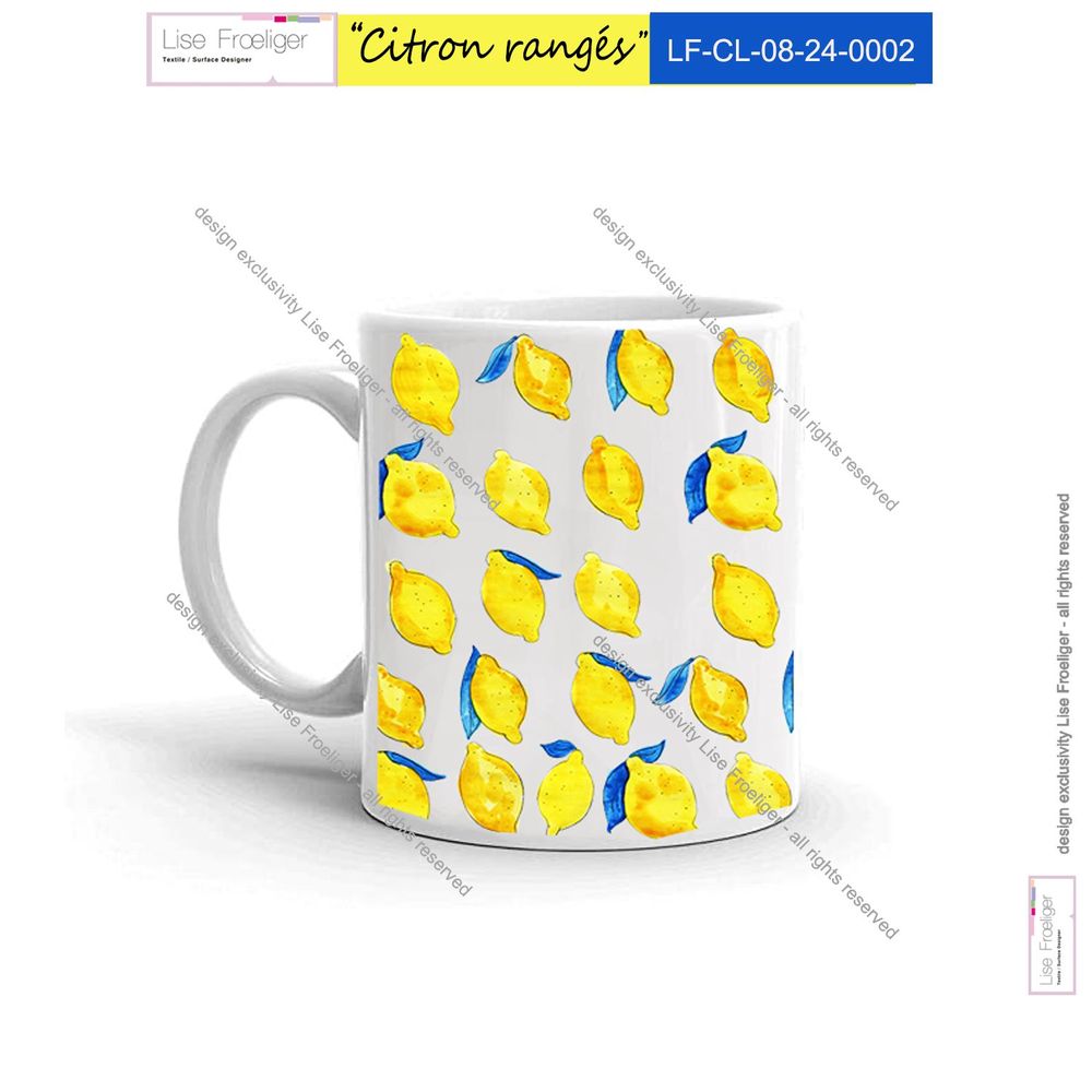 Design textile et surface - \ » Motif textile « Citrons rangés - LISE FROELIGER DESIGNER