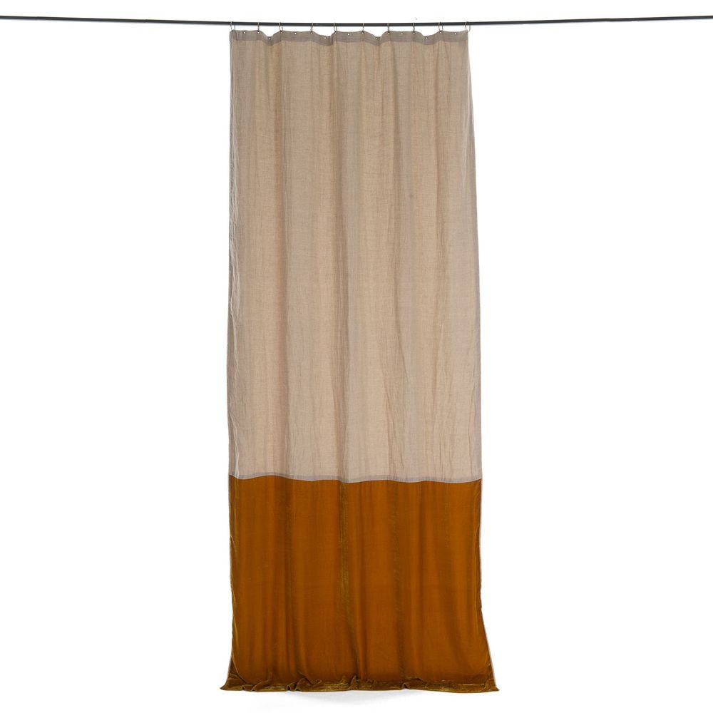 Rideaux et voilages - FORTUNA DUO Rideau en velours de soie et lin 140x300 cm TABAC - EN FIL D'INDIENNE...