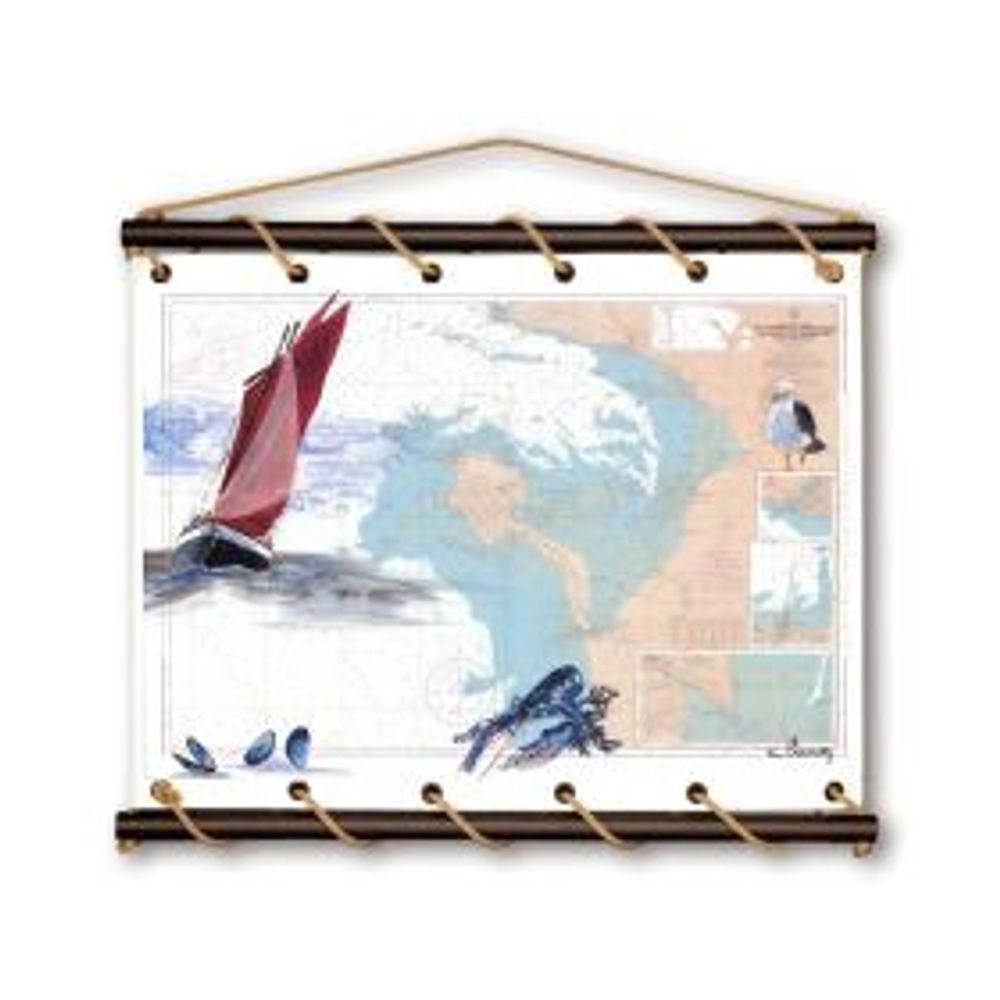 Autres décorations murales - Gamme toiles tendues cartes marines peintes - ATELIER BLAUDEAU