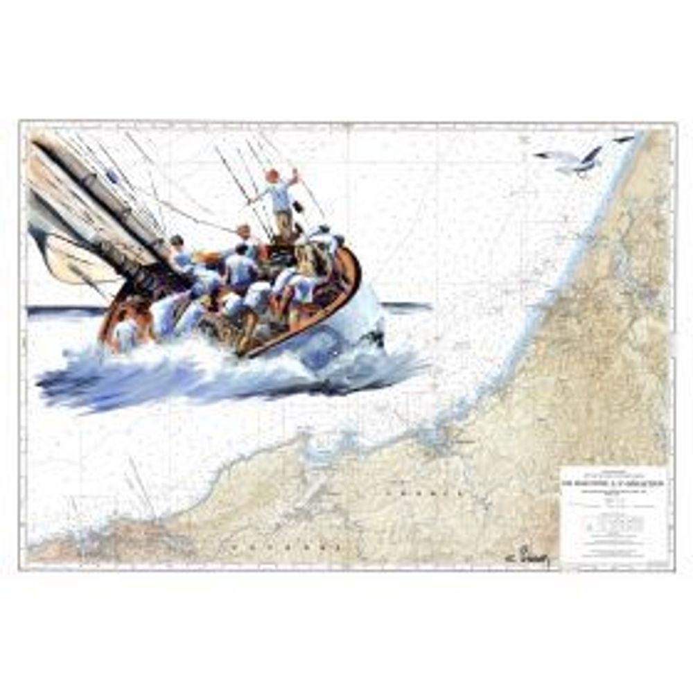 Autres décorations murales - Gamme toiles tendues cartes marines peintes - ATELIER BLAUDEAU