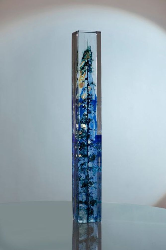 Accessoires de déco extérieure - "Élévation / Bleus nymphéas" Sculpture Verre optique - JEAN-FRANÇOIS LEMAIRE
