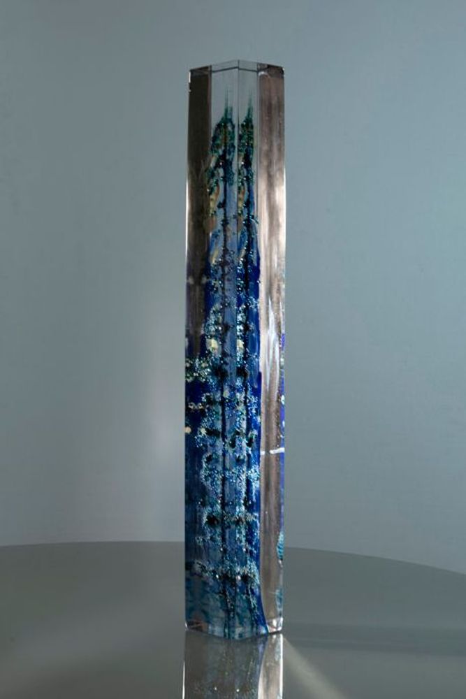 Accessoires de déco extérieure - "Élévation / Bleus nymphéas" Sculpture Verre optique - JEAN-FRANÇOIS LEMAIRE
