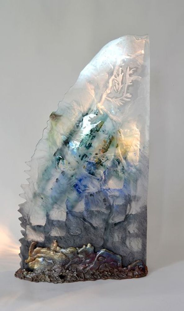 Outdoor decorative accessories - " The Foam of Time” Crystal Sculpture and Bronze Base - JEAN-FRANÇOIS LEMAIRE