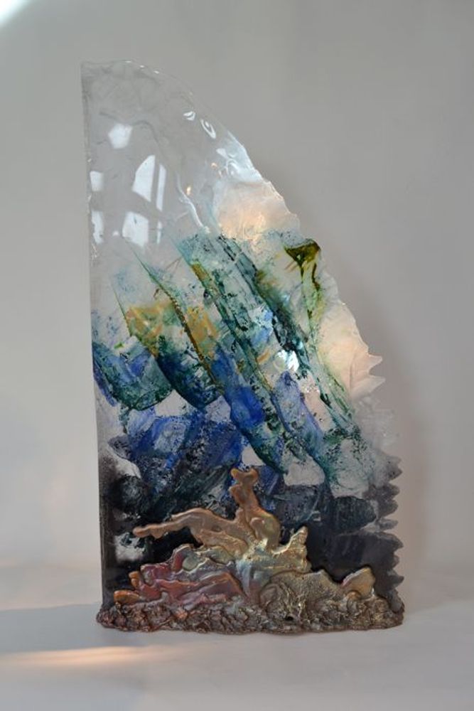 Outdoor decorative accessories - " The Foam of Time” Crystal Sculpture and Bronze Base - JEAN-FRANÇOIS LEMAIRE