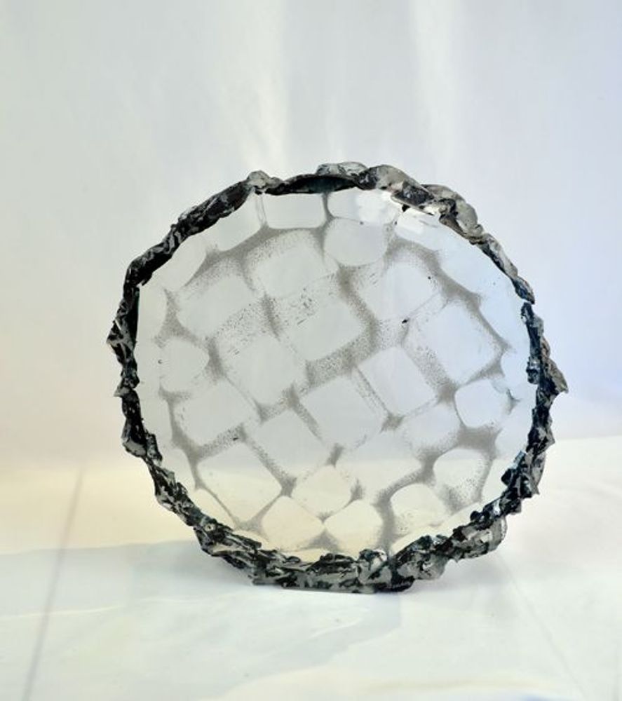Art glass - "Print of Time" Optical Glass Sculpture - JEAN-FRANÇOIS LEMAIRE