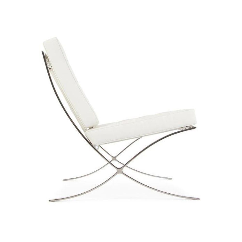 Armchairs - Barna Lounge Chair - White Italian Leather - VIBORR