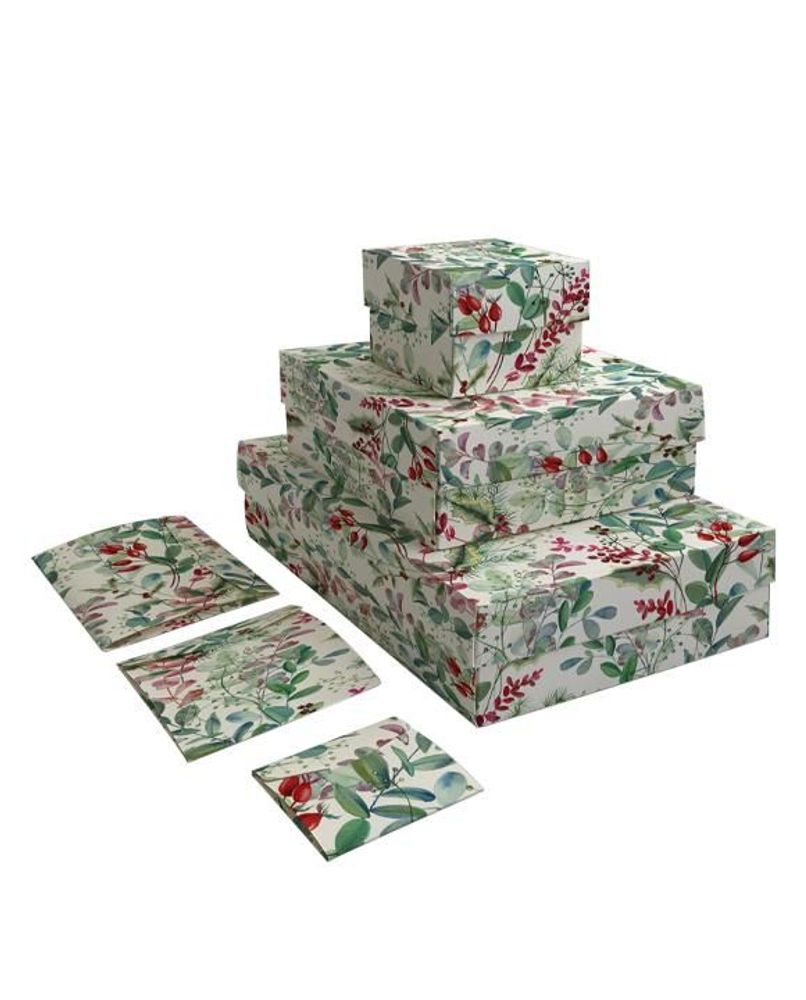 Papeterie bureau - Set 3 boîtes cadeaux avec couvercle - Composizione floreale di Natale - TASSOTTI - ITALY