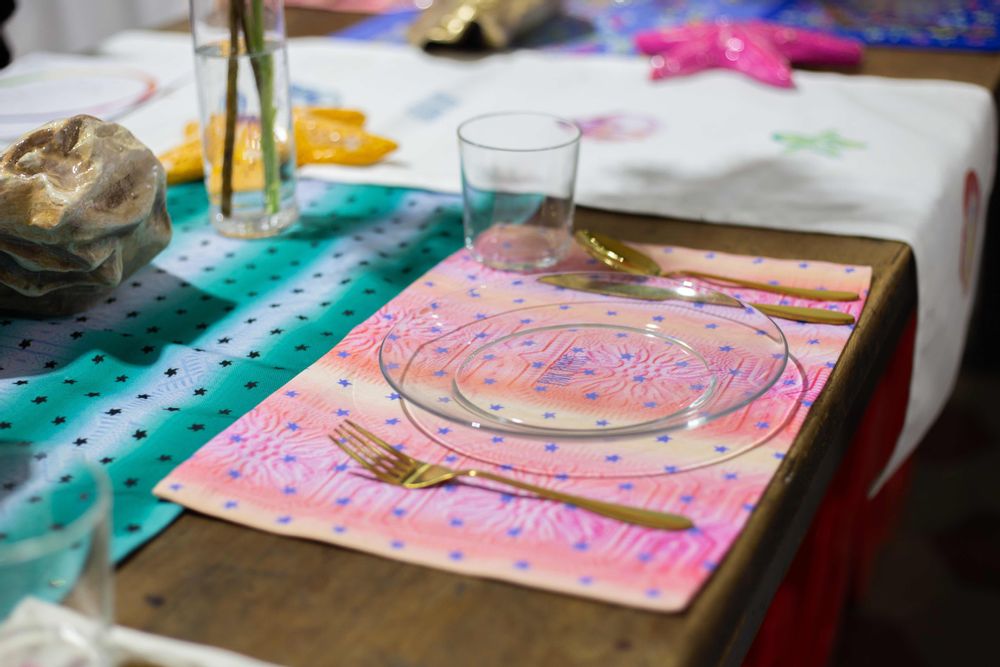 Textile and surface design - Individual Place Mat Stardust Opal Pink - PINK PAMPAS