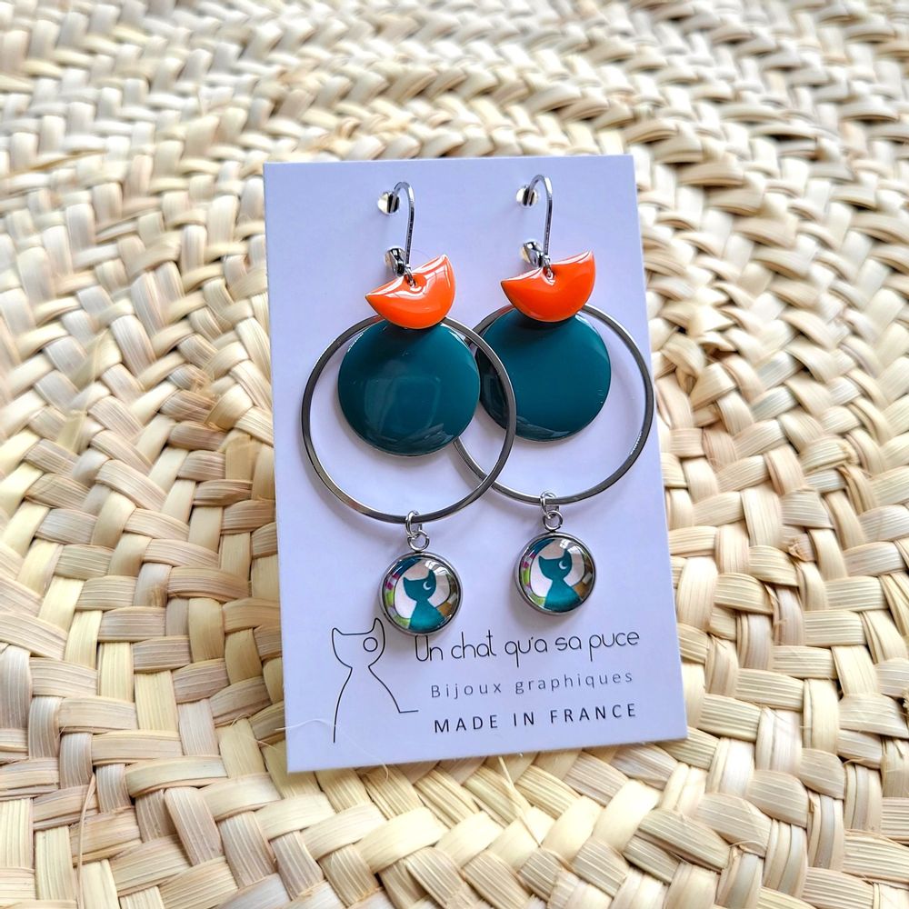 Jewelry - Women's Stainless Steel Collection Earrings - UN CHAT QU'A SA PUCE