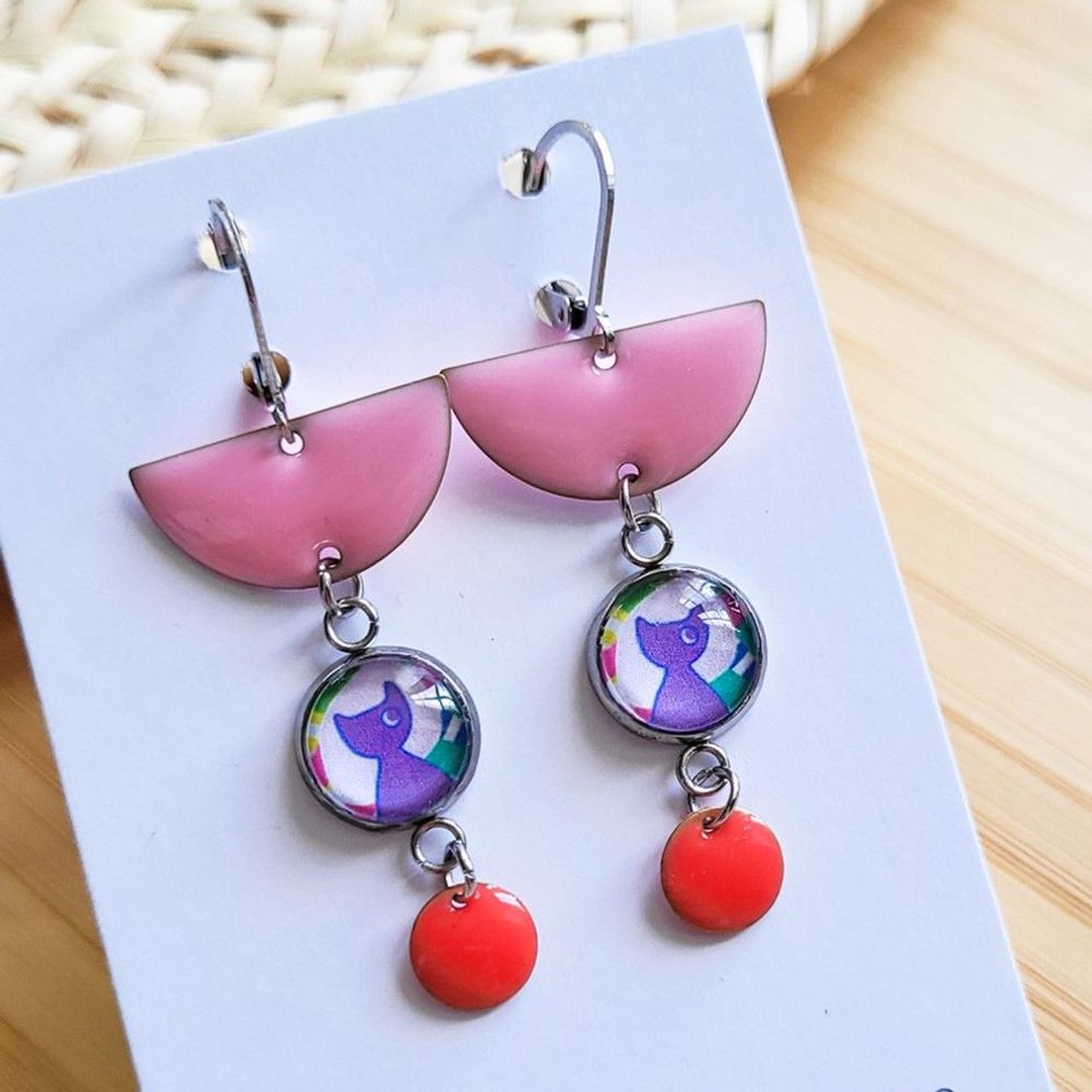 Jewelry - Women's Stainless Steel Collection Earrings - UN CHAT QU'A SA PUCE